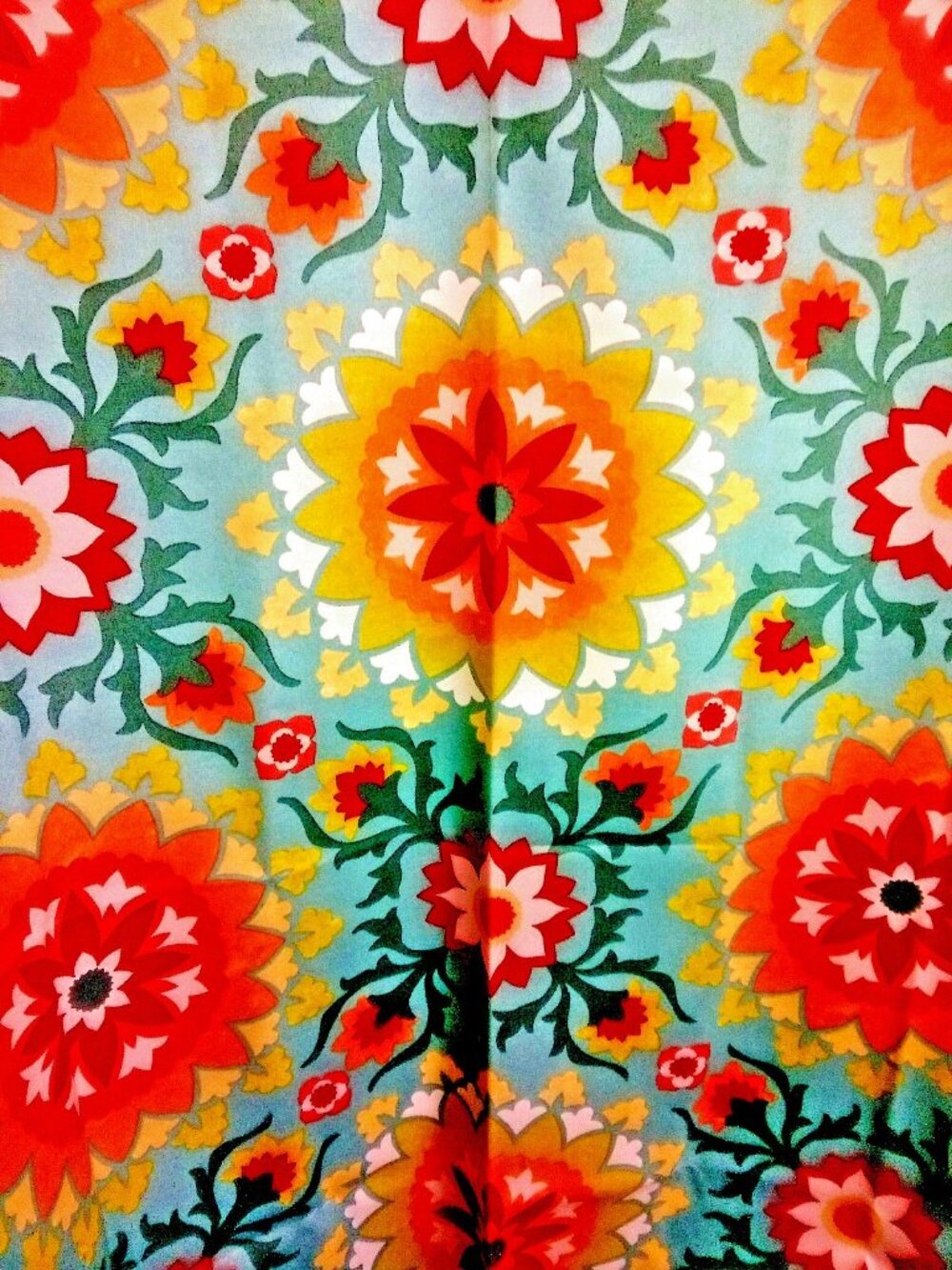 Richloom Platinum Canvas Floral Fabric Blue Red Orange 54/ 54" Final Sale Price